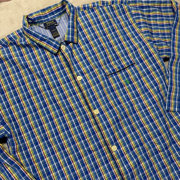 Polo Ralph Lauren Shirt Mens XL Sleepwear Plaid Button Down Long Sleeve Top Only - Picture 1 of 12